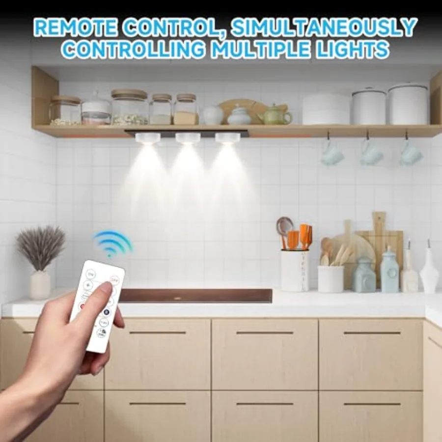 LED Puck Lights with Remote Control, 16 Color Changeable Under Cabinet Lights with Control and Timing, Battery Operated Wireles