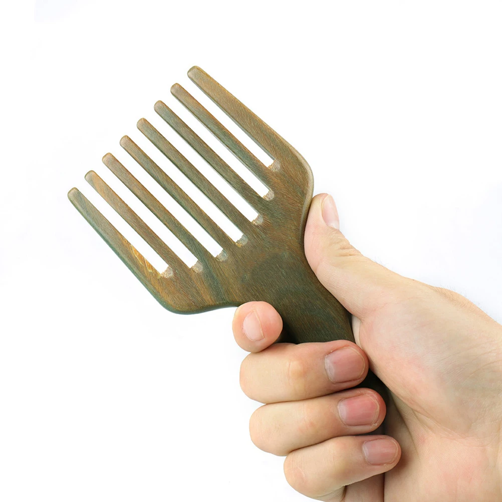 

Sandalwood Oil Comb Wide-Tooth Hair Pick Comb Non-Static Curved Handle Hair Styling Grooming Tool