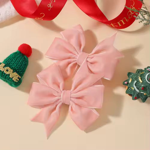 2pcs/set Handmade Velvet Bow Hair Clips for Baby Girls Vintage Christmas Red Green Bowknot Hairpins Barrette Hair Accessories - Image 12