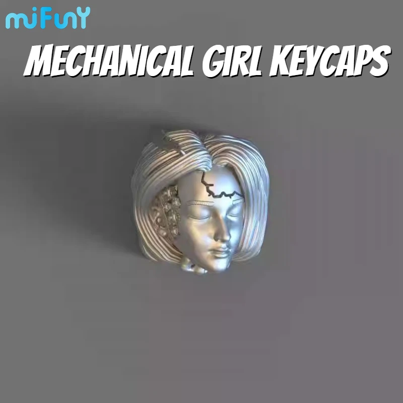 

Robot Girl Anime Keycaps Handmade 3D Resin Keyboard Cap Art Key Caps Mechanical Keyboard Accessories for Gift Cross Axis