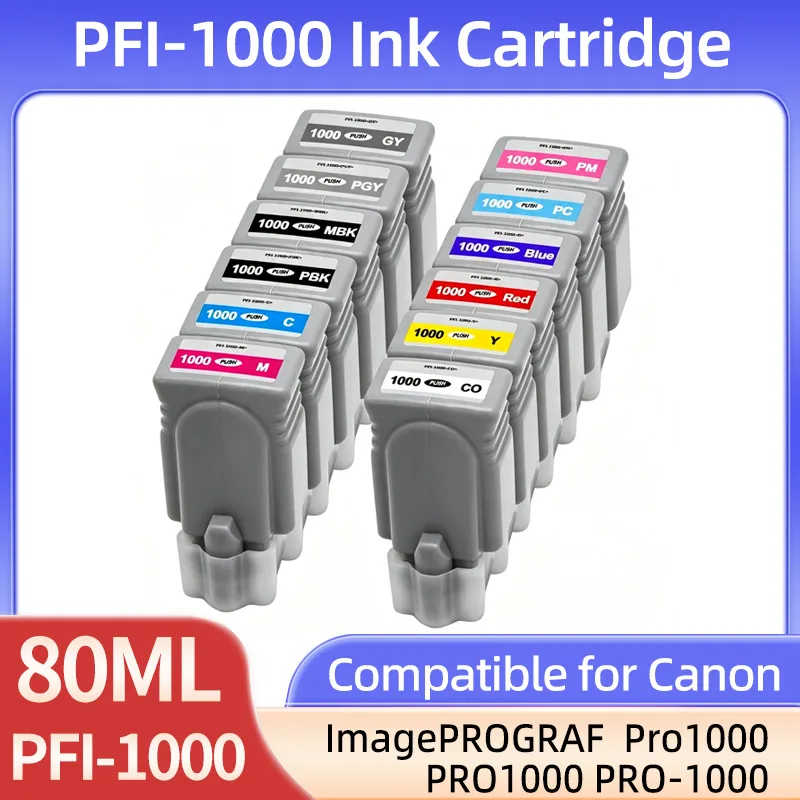 New PRO1000 PRO-1000 Ink Cartridge pfi-1000 PFI-1000 Compatible for Canon image PROGRAF PRO 1000 Printer 12 Colors Pigment INK