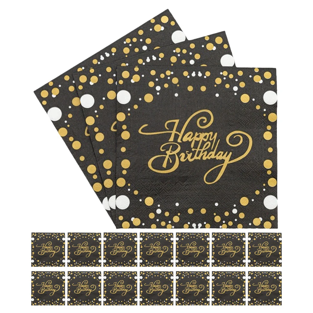 Servilletas de papel decorativas para cumpleaños, 60 uds., servicio de fiesta, cóctel, Festival feliz para mujeres, bebidas, postre, bebé