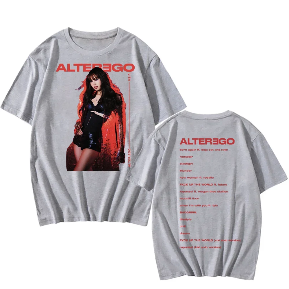 LISA Alter Ego 2025 قميص مطبوع Kpop LISA ملابس جديدة للنساء/الرجال جودة عالية التي شيرت اتجاهات تصميم الجمالية Y2K المحملة #3