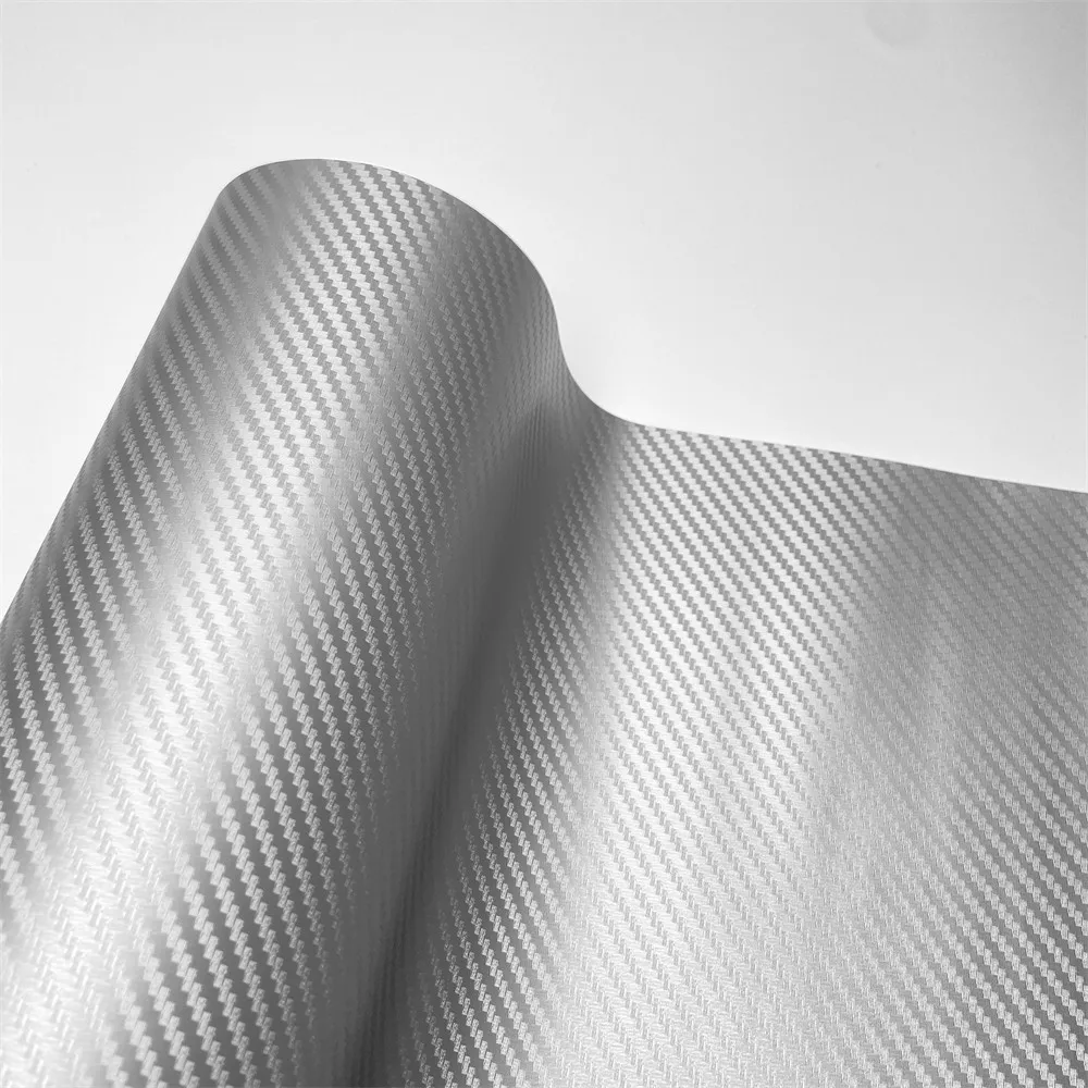 DIY Wasserdichte 3D Carbon Folie Film Silber Selbstklebende Auto Aufkleber Auto Farbwechsel Zubehör Silber Carbon Vinyl Wrap