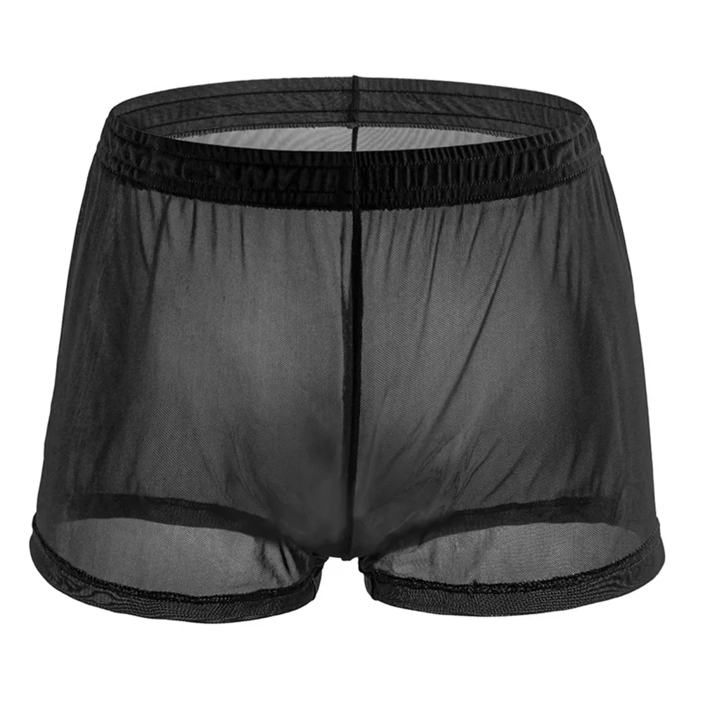 1pc Mens Transparent Sexy Boxer Underwear Mesh Soft Elastic Waist Boxers Shorts Loose Breathable Man Panties