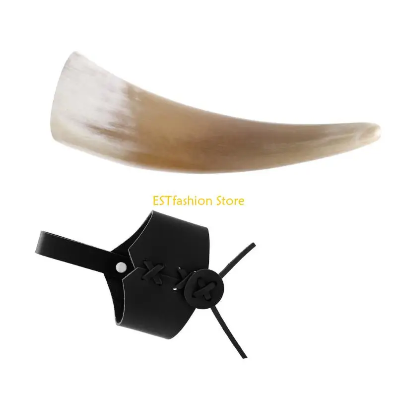 Y5GC Historical Role Play Horn Protector Costume Prop Practical PU Leather Construction Medieval