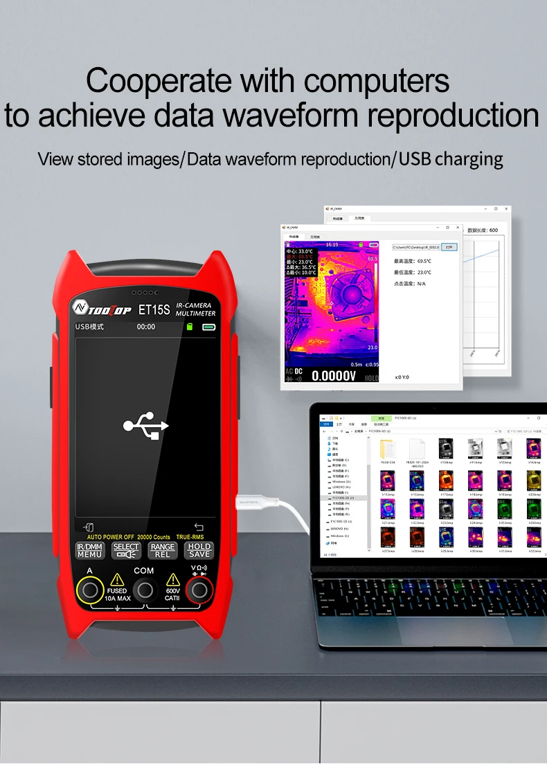 TOOLTOP ET15S 256 * 192 Wärmebildkamera in Industriequalität 19999 Zählungen Multimeter Makroobjektiv PCB Wärmebildkamera Elektrische Inspektion – Detail 12