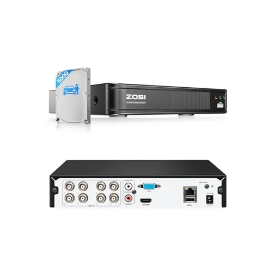

Security DVR for 8-channel 5MP 3K Lite H.265+ surveillance, metal housing, black, AI human/vehicle detection with push alerts a