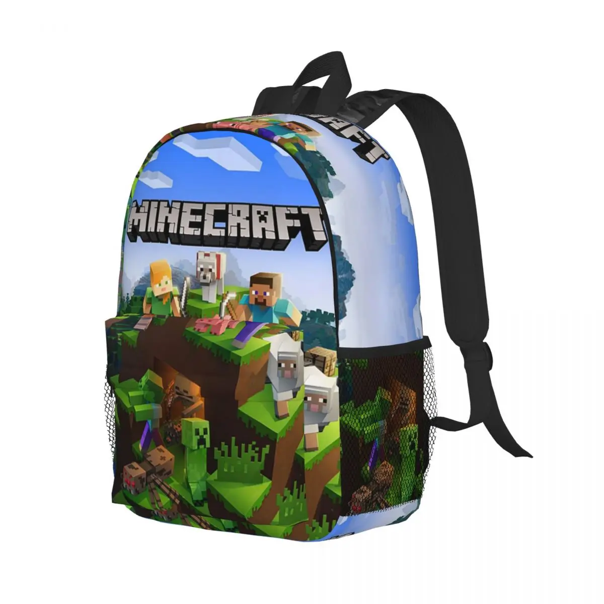 

Cartoon MiniCraft Backpack Student Boys Girls BookBag Kids School Bag Computer Shoulder Bags for Men Women