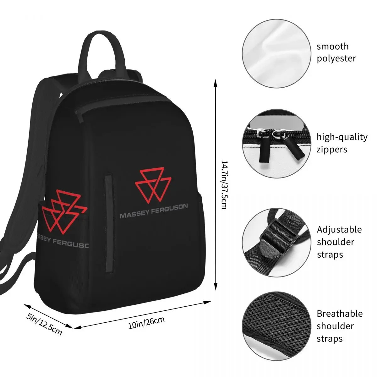 2025 Massey Ferguson Logo Backpack Student BookBag Kids School Bag Computer Shoulder Bags Boys Girls