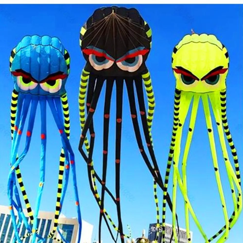 簡単に飛ばせる魔法のタコ凧 8メートル 飛行が良い 3D ソフト凧 長い尾付き 300メートル凧糸 屋外飛行玩具