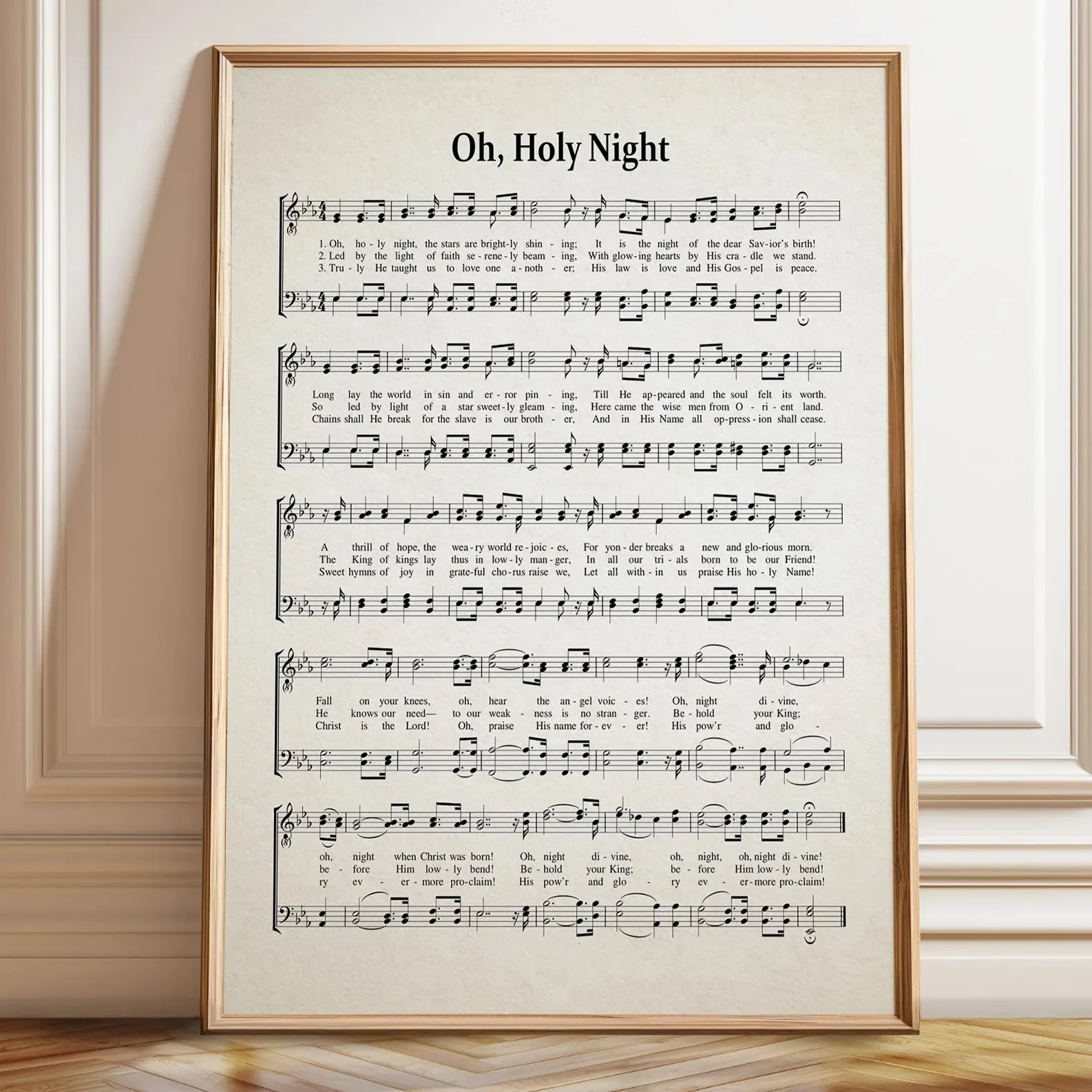 O Holy Night Hymn Sheet Christmas Carol Poster Christmas Poster Christmas  Oversize Christmas Art - Poster