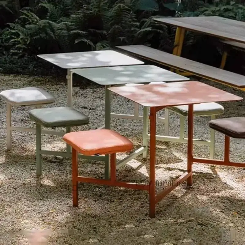 Tables Aluminum Alloy Garden Tables and Chairs Set Outdoor and Courtyard Chairs Cafe Park Leisure Integrated Tables and Chairs