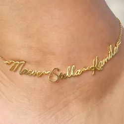 Custom Woman Anklets Luxury Gold Anklet Name Stainless Steel Ankle Chain Summer Beach Accessories Hotwife Jewelry Friendship