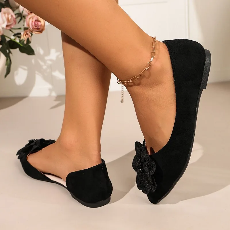 Women's 2026 Summer New Comfortable Soft Sole Pointed Toe Mary Jane Shoes Fashionable Floral Casual Slip-on Walking Shoes