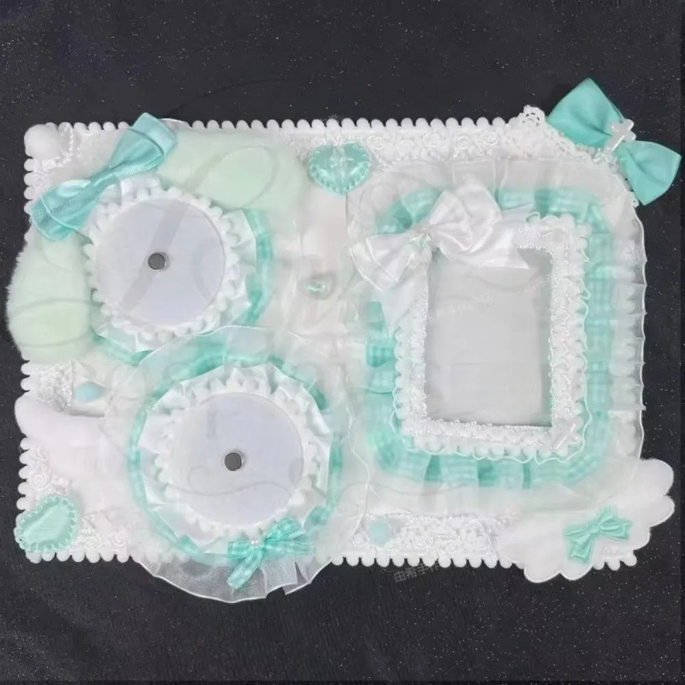 Lace Trim Ita Badge Display Board Fluffy Bunny Decor Transparent Pockets Ita Bag Insert Fabric Ribbon Accents