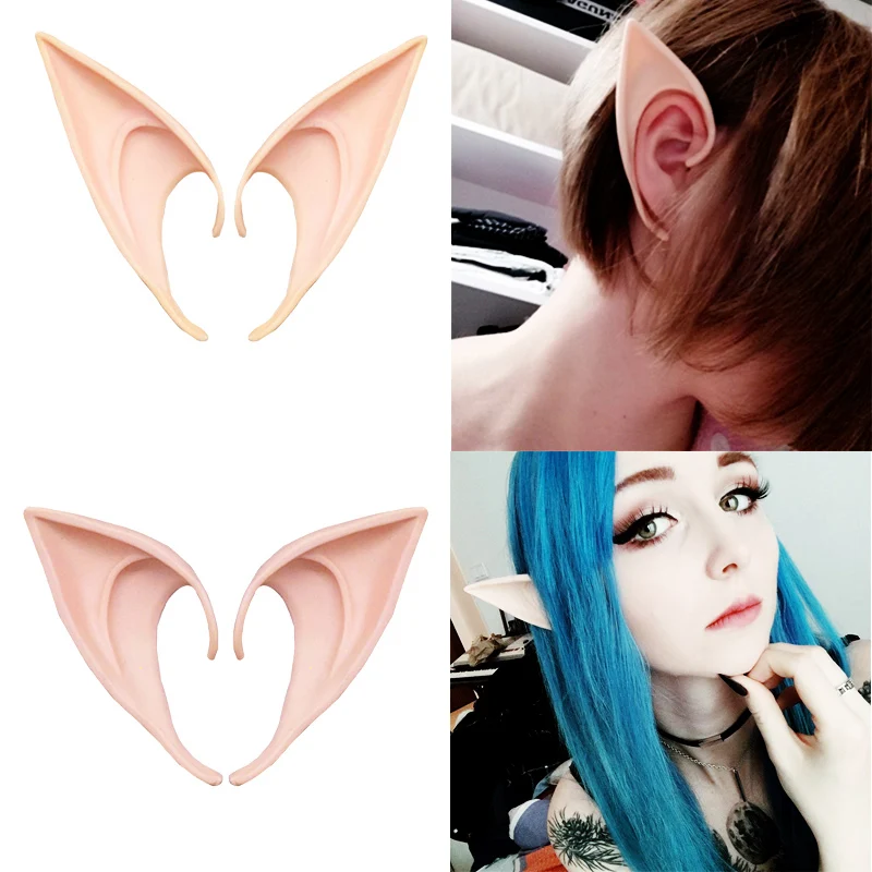 1Pair Halloween Latex Elf Ears Fairy Angel Dress Up Cosplay Masquerade Party Costumes Prop Kids Adult Halloween Party Decoration