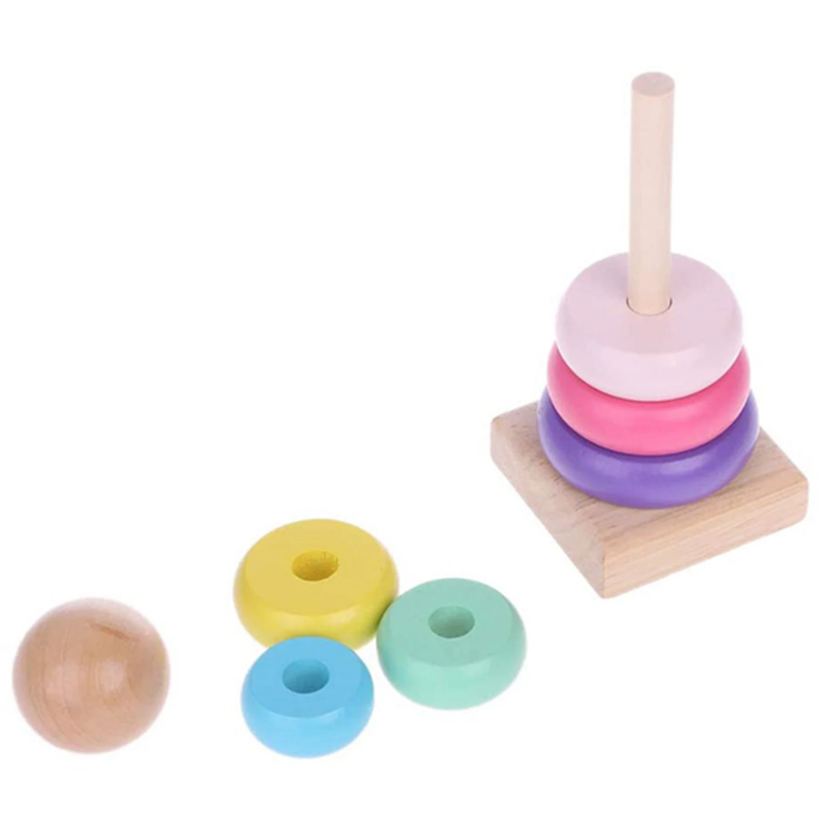 Rainbow Stacking Ring Tower Staple Ring Blocks Baby Gift Toys Early Teaching Aids Wood Toddler Baby Toy