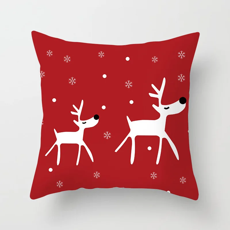 Christmas Elk Snowflake Balls Cartoon Santa Claus Decoration Pillow Cover Bedroom Sofa Car Restaurant Throw  