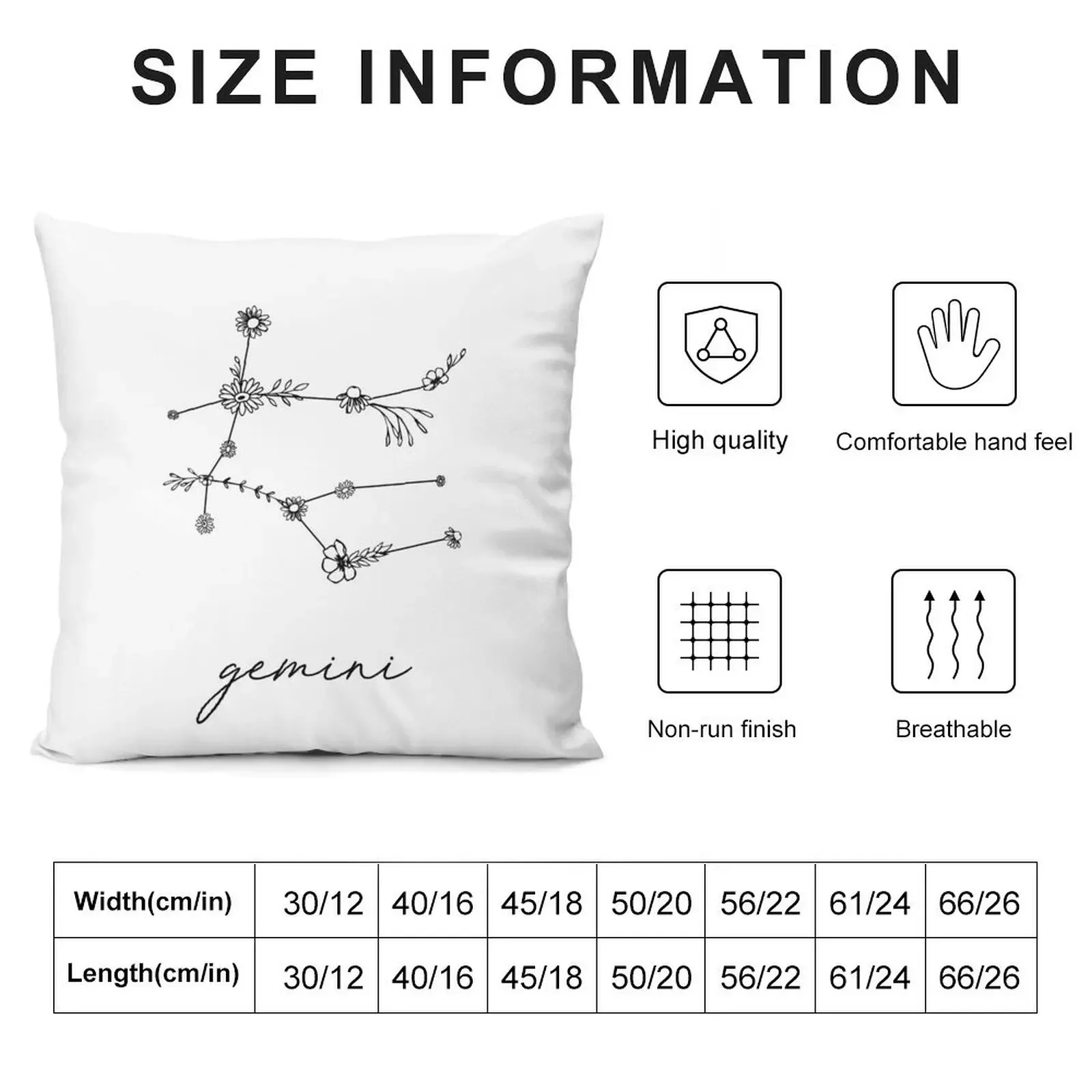 Gemini Zodiac Wildflower Constellation Throw Pillow Anime Bed pillowcases pillow