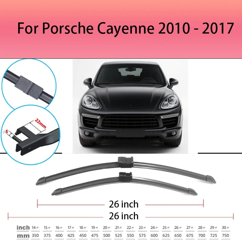 

Car Wiper Front Wiper Blades For Porsche Cayenne 2010 - 2017 2016 2015 2014 2013 Windshield Windscreen Window Rain Brush 26"+26"