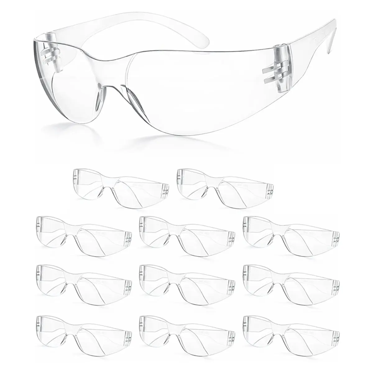 A78I 12 Pack Safety Glasses, Scratch & Impact with Wrap-Around Lens