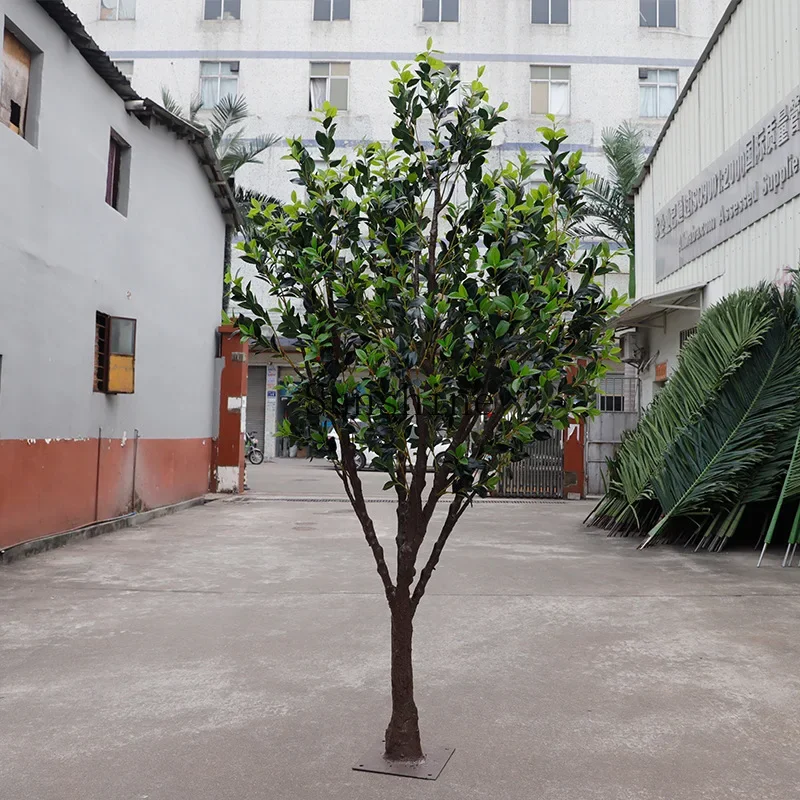 Indoor and outdoor decoration fake camellia tree, fake plant plastic pole landscaping simulation green plants  FT