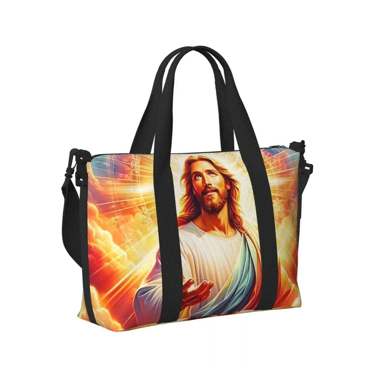 

Иисус Библейская пляжная дорожная сумка Большая вместительная сумка-тоут для спортзала Спортивная женская дорожная сумка для покупок