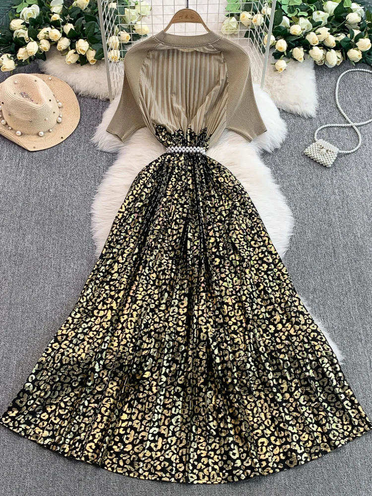 High-End-Strick runde Ne Dr frauen Neue Sle Schwere Gefrieste Abnehmen Taille Hohe Taille Gefaltete Lange Rock pendeln Korea...