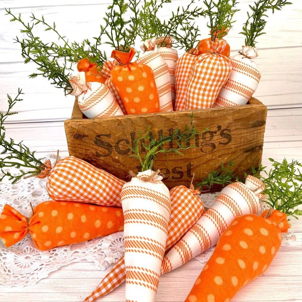 1pack Easter Fabric Carrots Ornaments Foam Carrot for Easter Spring Party Decorations DIY Wreath Kids Easter Crafts Supplies