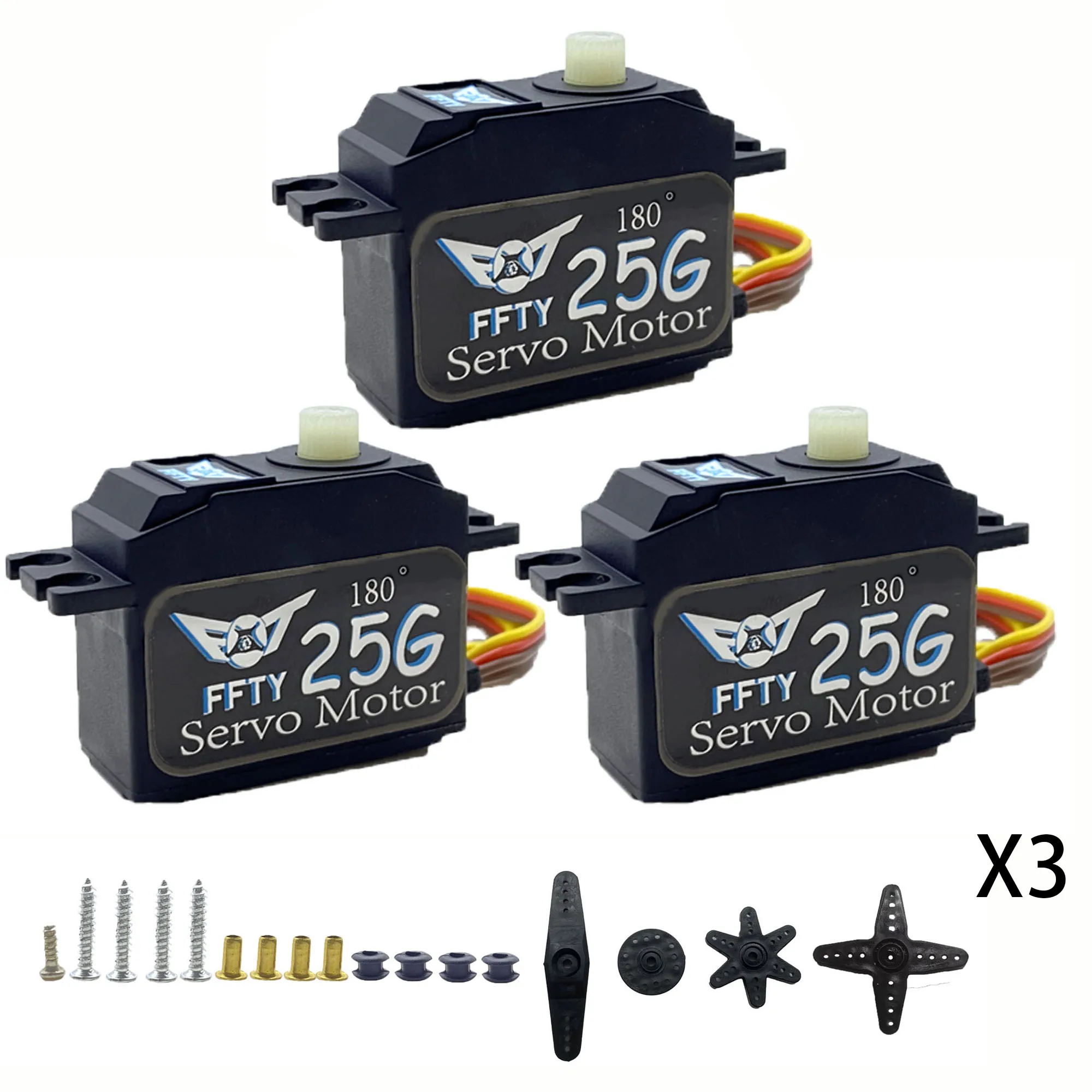 Servo FFTY 25G - Controle de alta precisão para voos de avião 3D, Maneuvers de barcos suaves e coordenação de grupos de drones |   Servo motor