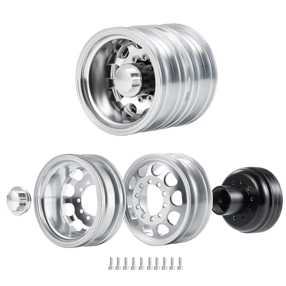 TRINOOD 4 stuks Achterwiel Hub Aluminium Hex Wielen Velgen voor 1/14 Tamiya RC Truck Auto Wielen Onderdelen