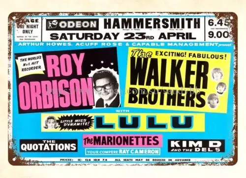 office ideas 1966 Roy Orbison Walker Brothers Concert Poster metal tin sign