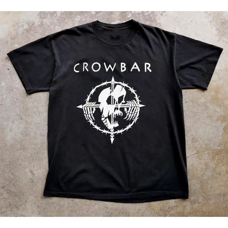 Crowbar Skull Graphic Jagged Fence T-Shirt