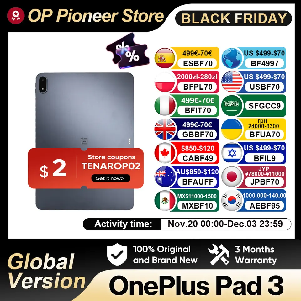 Global Version OnePlus Pad 3 12GB 256GB Tablet Snapdragon 8 Elite