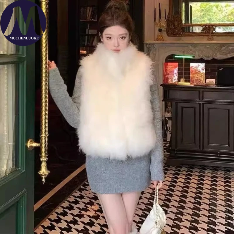 

Элегантный женский жилет из искусственного меха норки, осенне-зимний воротник-стойка, утепленное корейское модное повседневное свободное теплое пальто для женщин