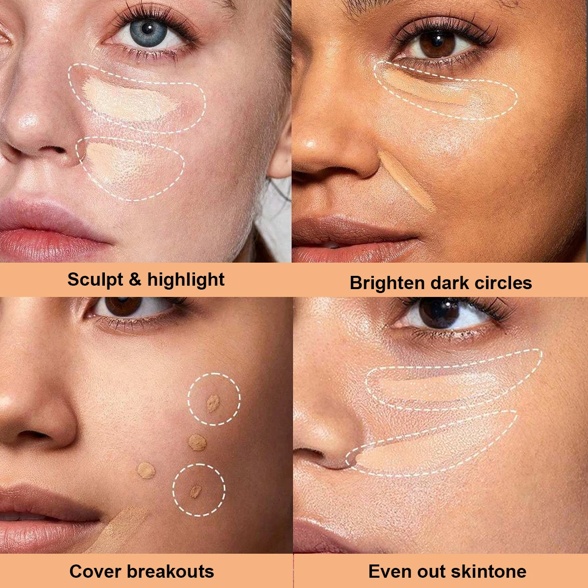 คอนซีลเลอร์มืออาชีพ 12 สี พาเลทปกปิดสิว รอยคล้ำใต้ตา กันน้ำ ชุ่มชื้น ติดทนนาน รองพื้นคอนทัวร์หน้า เครื่องสำอาง