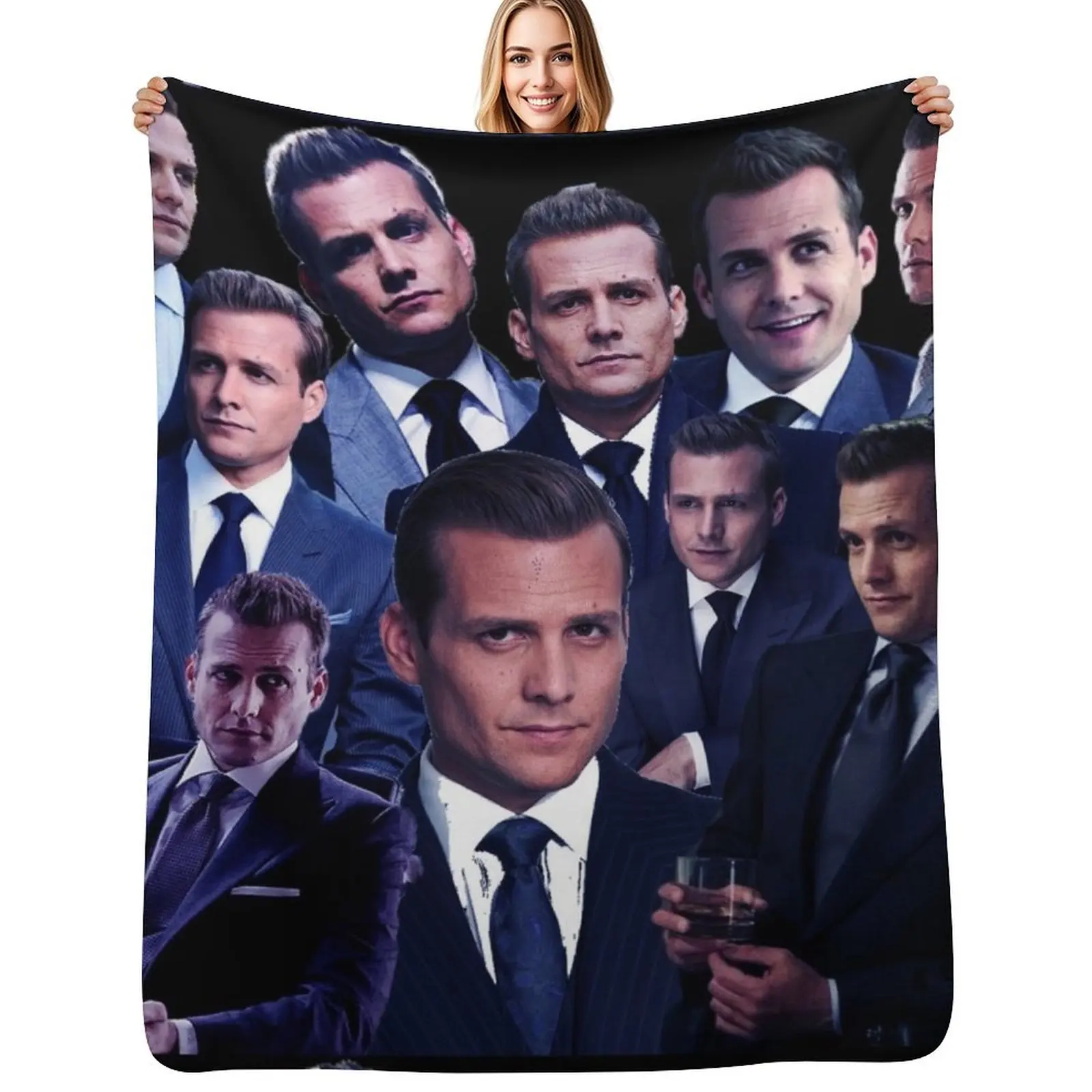 Harvey Specter suits collage tribute design 2022 Throw Blanket Sofa Quilt funny gift Loose Warm Luxury St Hairy Blankets
