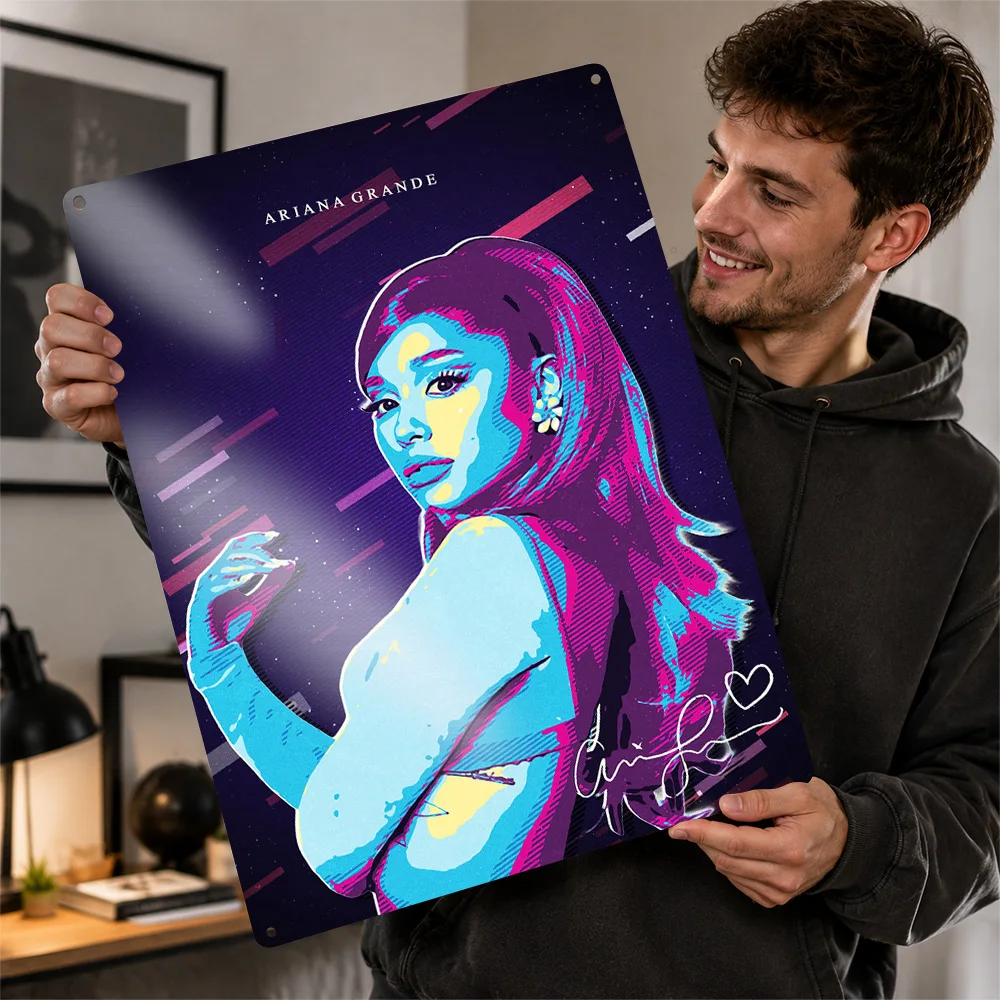 Ariana Grande Color Block Printed Poster Personalized Aluminum Metal Sign Chart Topper Style Wall Art Enhances Creative Studio