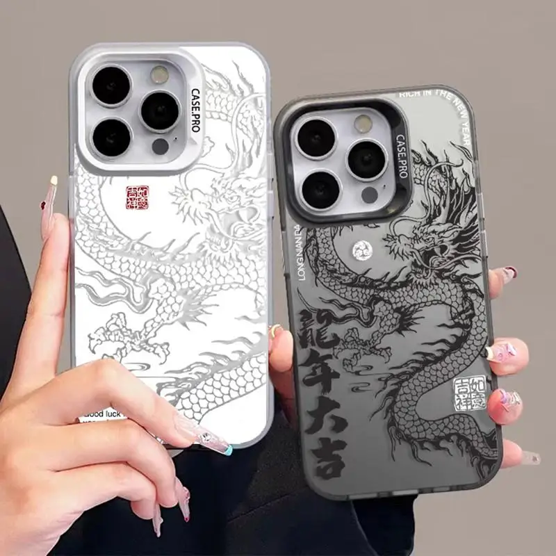 Luxury Laser Chinese Dragon Case for Xiaomi Note 13 5G 12 10 11 13 Pro Plus 10S 11S 8 Redmi 12 13C 10 9C 9T POCO X3 Pro X5 Cover