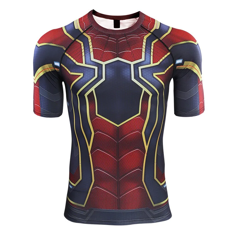 Spider-Man Tights Heroic Expedition Cos Costume Avengers 4 Marvel Herland Short Sleeve T-Shirt Black Panther Cool Boys T-Shirt