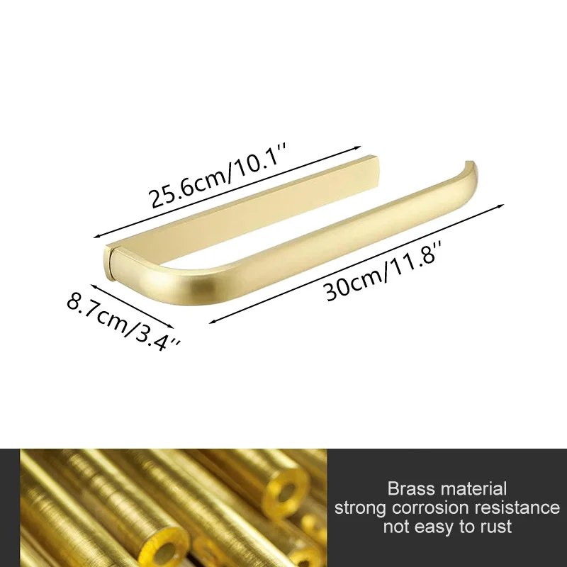 Brass Hand Towel Bar for Bathroom, Rustproof Wall Mounted Towel Rack Hanger Bathroom Hardware Accessories Towel Holder 12 Inch