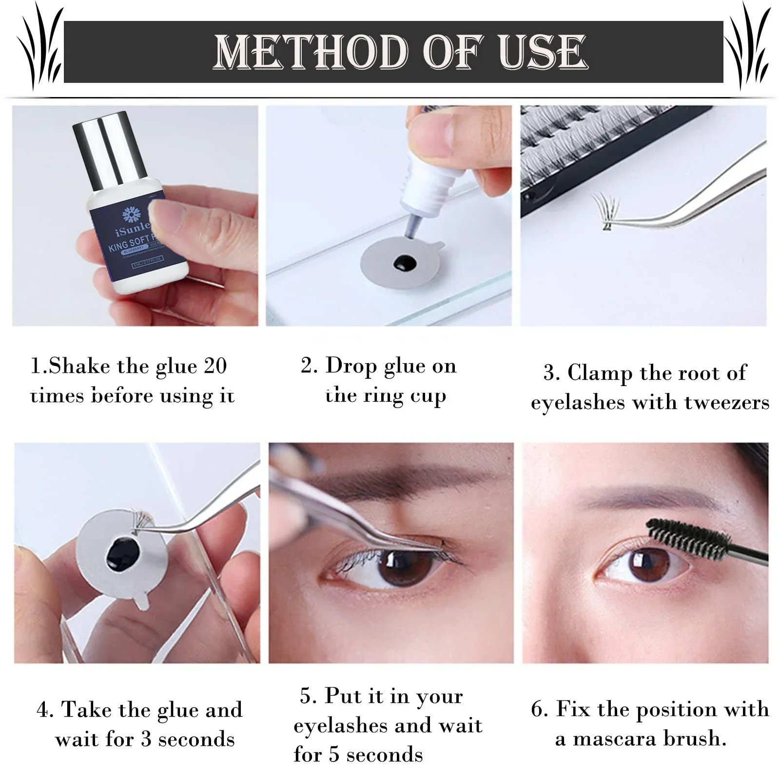 ISunley 2pcs 0.5 Second Fast Drying Strong False Eye Lash Extension Glue Adhesive Retention 5-7 Weeks No Irritant Eyelash Glue