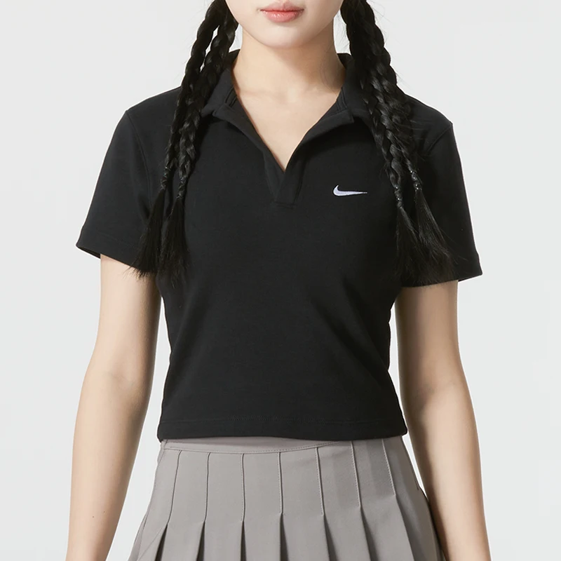 Nike Women's Polo Shirt with Lapel, Breathable, Loose-Fitting, Everyday Casual Top, Short-Sleeved Dv7885-010