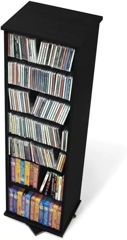 53" 2-Sided CD DVD Media Spinning Storage Tower in Black