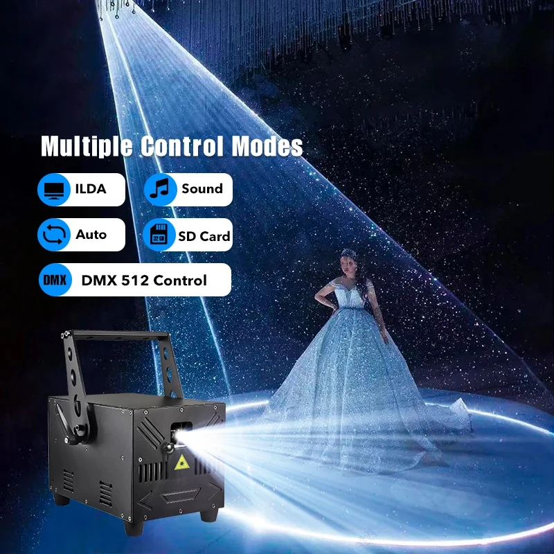 3/5/10W RGB Wedding Laser Light Stage Scanner Lighting DMX Remote Control Full Color 3D Effect for DJ Wedding Dance Concert