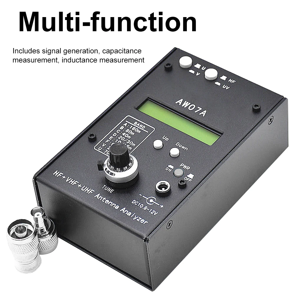 أداة قياس هوائي HF/VHF/UHF AW07A 1.5-470MHZ 160 M HF + أداة قياس محلل هوائي SWR مع 1.0 إلى 9.99 SWR لراديو لحم الخنزير