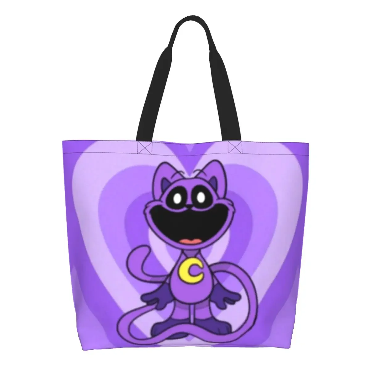 

Recycling Smiling Critters Catnap Shopping Bag Women Canvas Shoulder Tote Bag Durable Groceries Shopper Bags