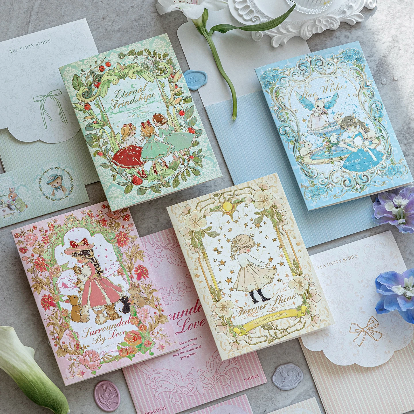 Fairy Tale Town Greeting Card with a High-End Feel, Children's Cartoon Healing Illustration, Birthday Blessing Handwritten Card, DIY Gift