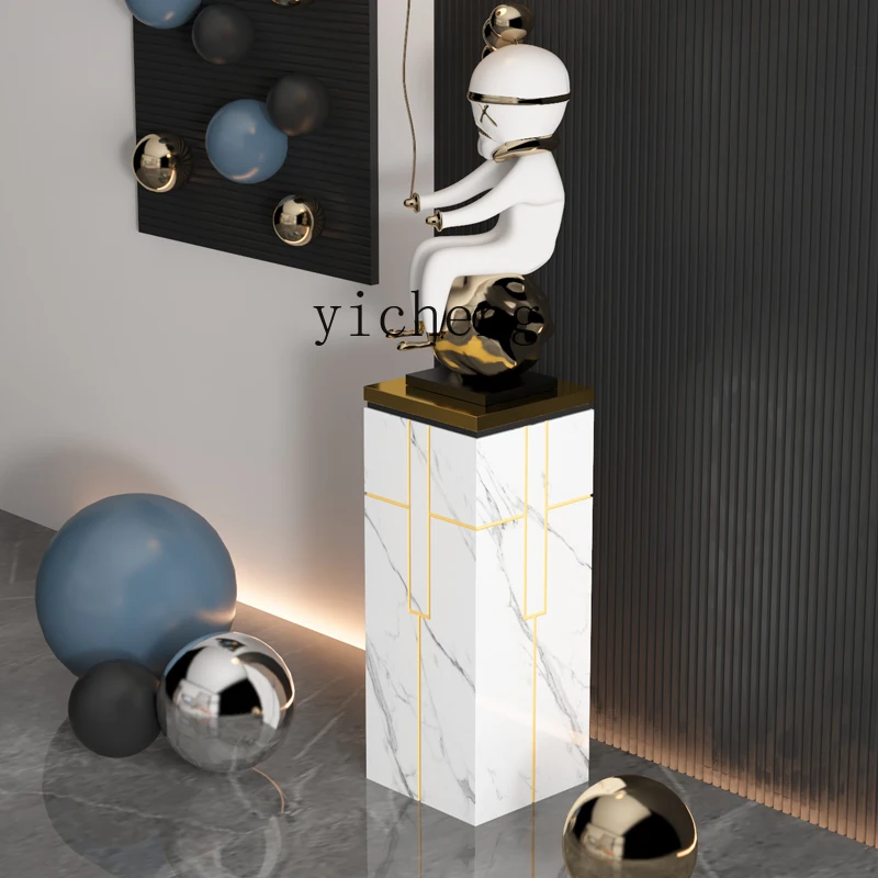 YFY  modern light luxury marble floor-to-ceiling flower stand porch sculpture TV cabinet next to decorative base table